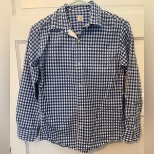 CREWCUTS kid’s blue and white plaid button down shirt in a size 12.